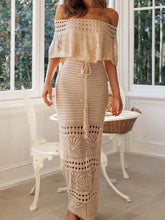 Off Shoulder Short Sleeve Hollow Tie-Up Boho Dress